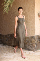 Linen A-line button dress