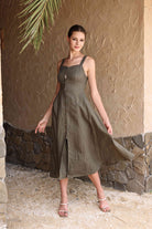 Linen A-line button dress