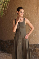 Linen A-line button dress