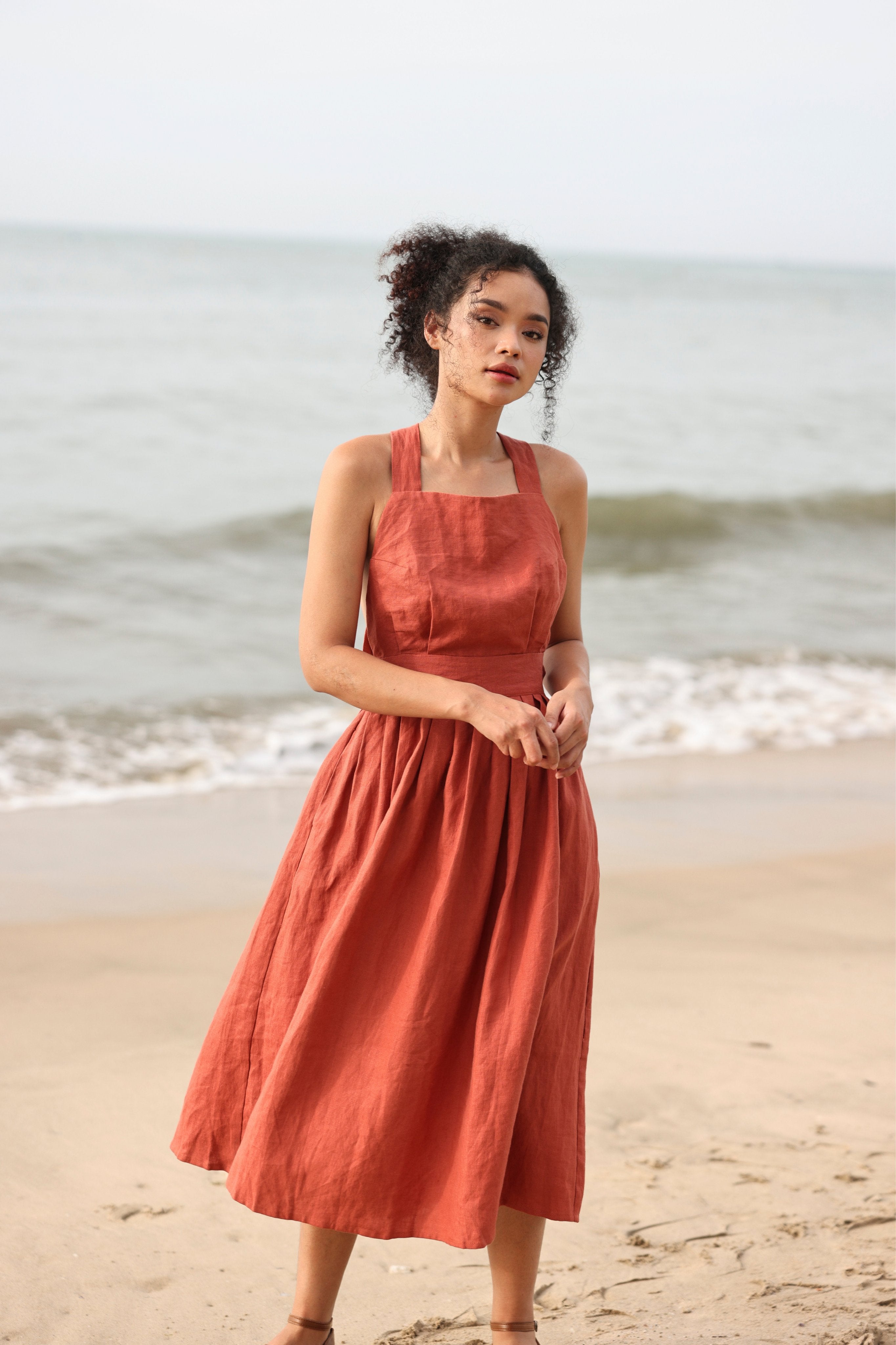 Linen apron dress