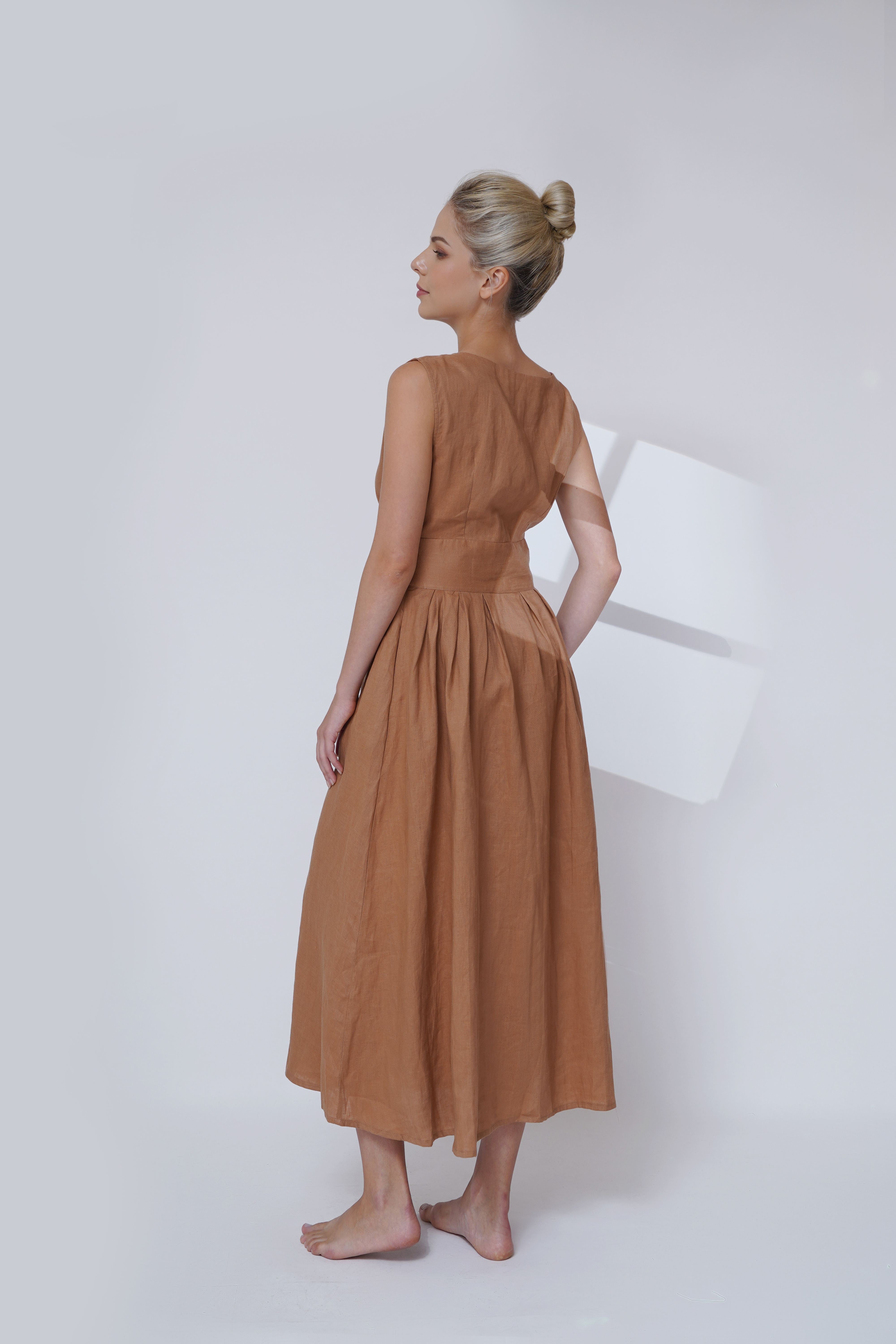 linen button down dress