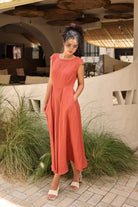 Linen cap sleeve summer dress