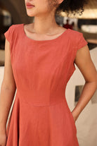 Linen cap sleeve summer dress