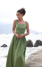 Linen cross back dress