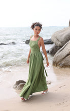 Linen cross back dress