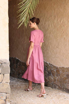 Linen dress with ruffle sleeves