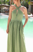 Linen halter cross dress