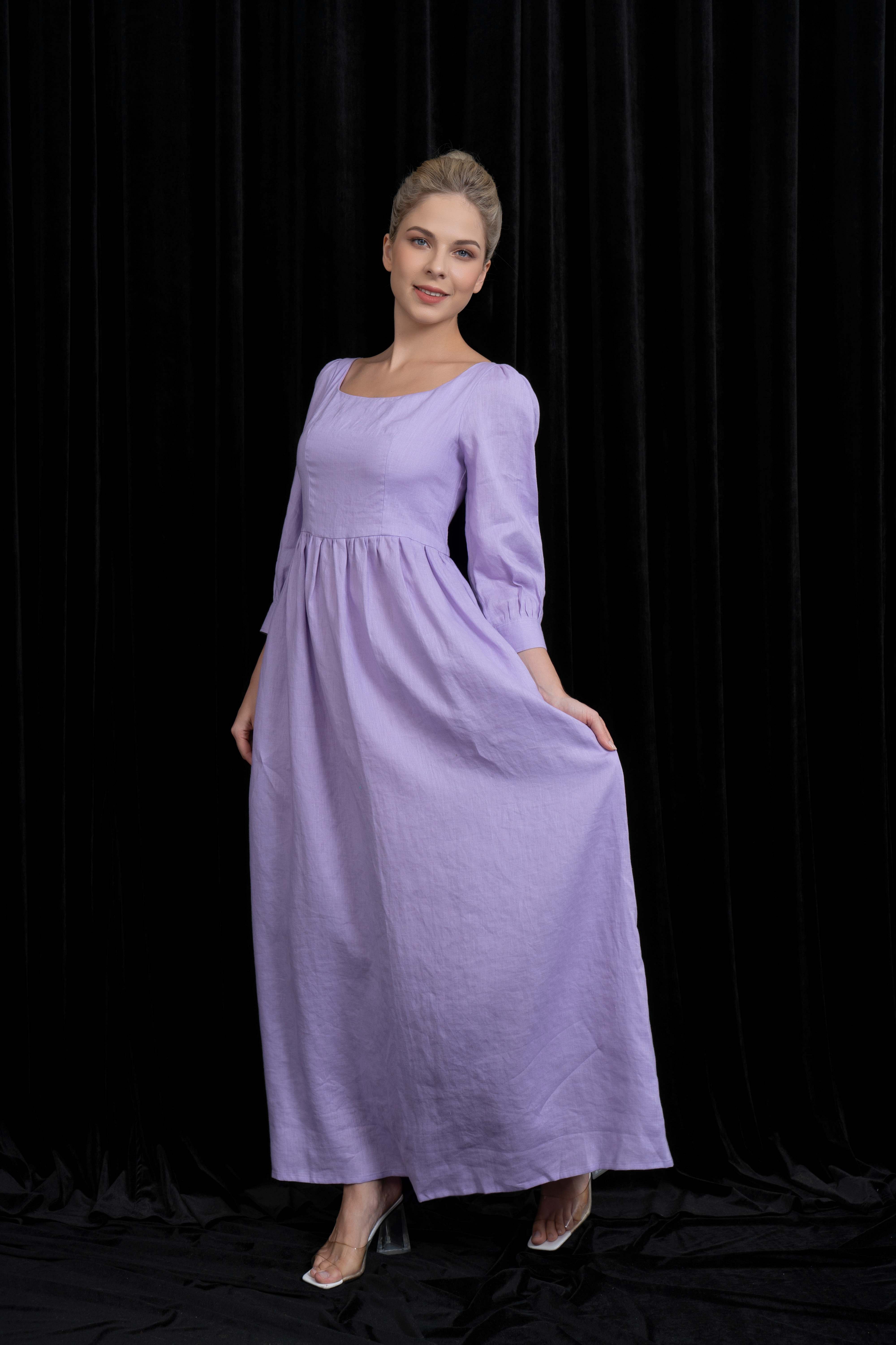 linen maxi wedding guest dress