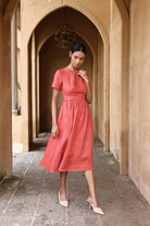 Linen open-back midi dress