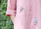Linen shift dress with embroidery