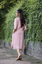 Linen shift dress with embroidery