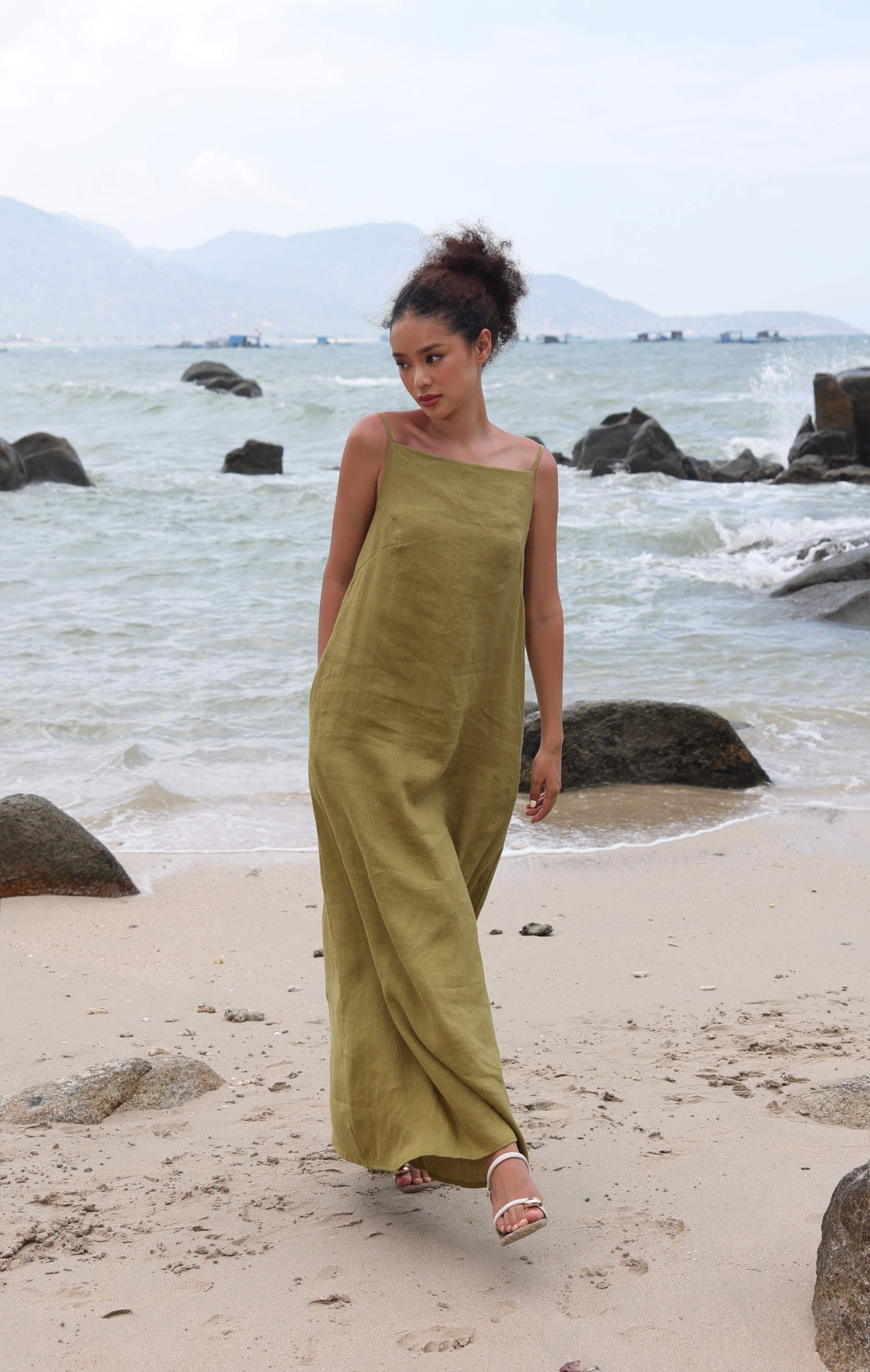 Linen slip dress
