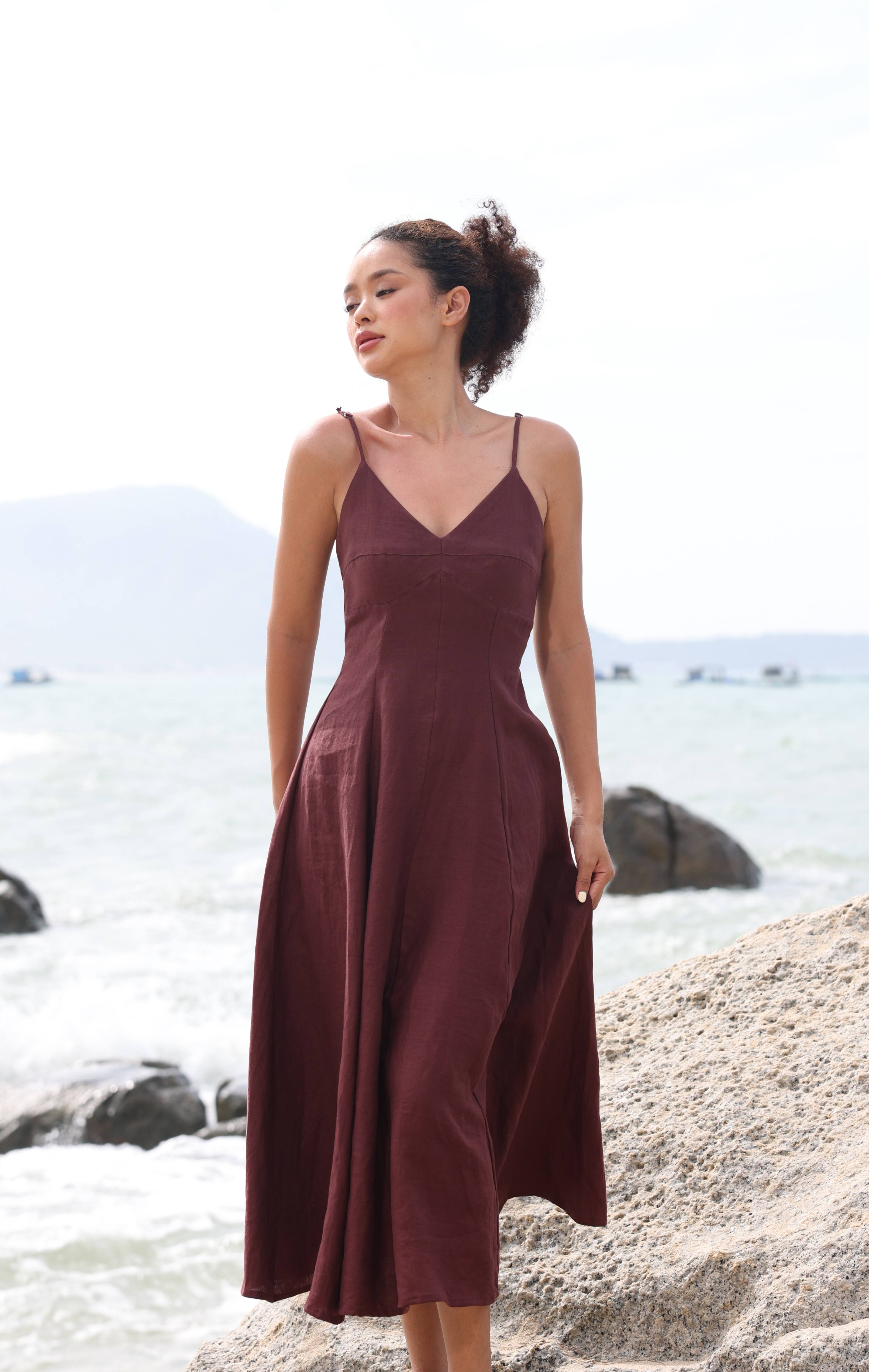 Linen slip summer dress