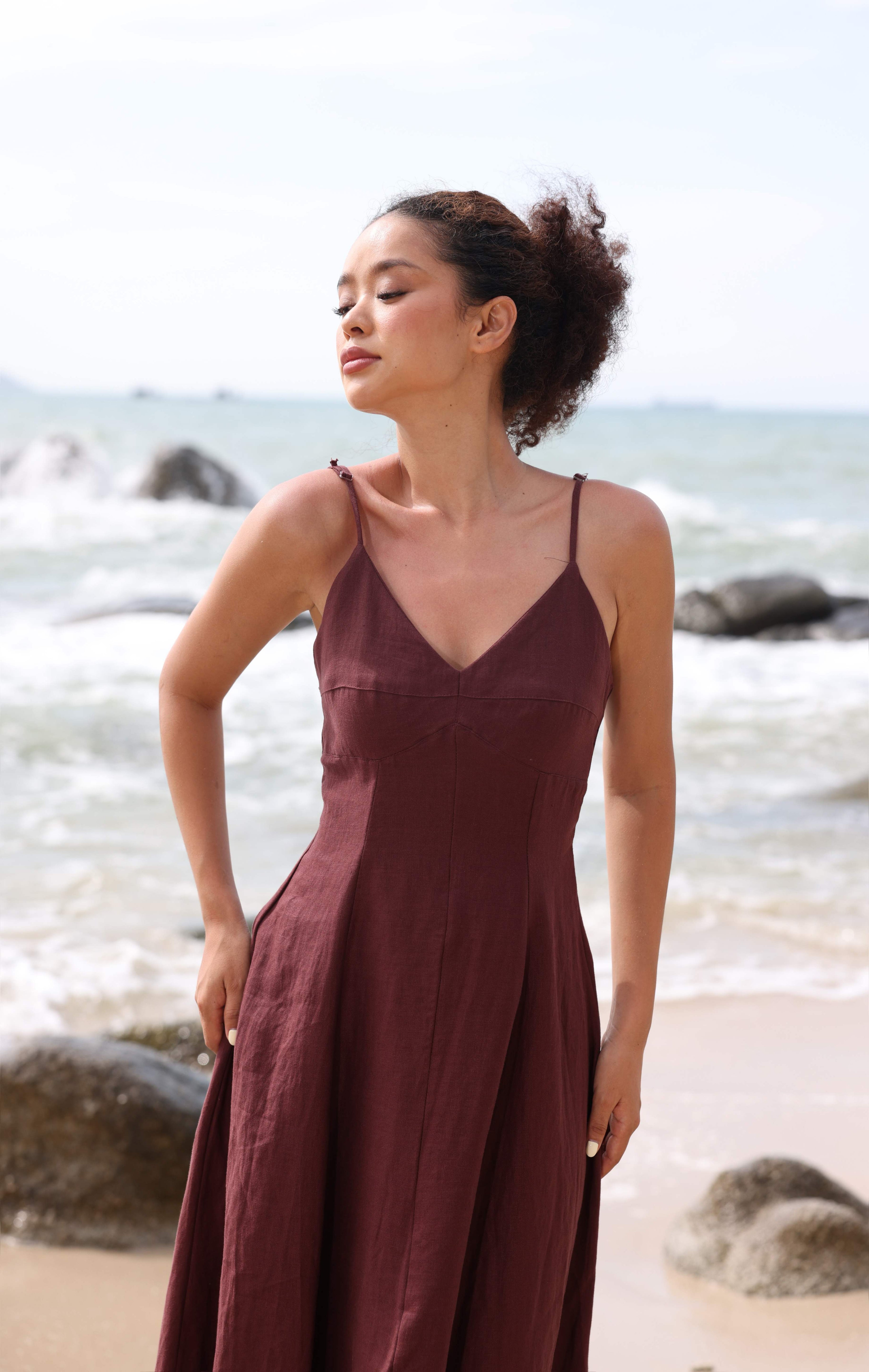 Linen slip summer dress
