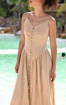 Linen spaghetti strap dress