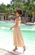 Linen spaghetti strap dress