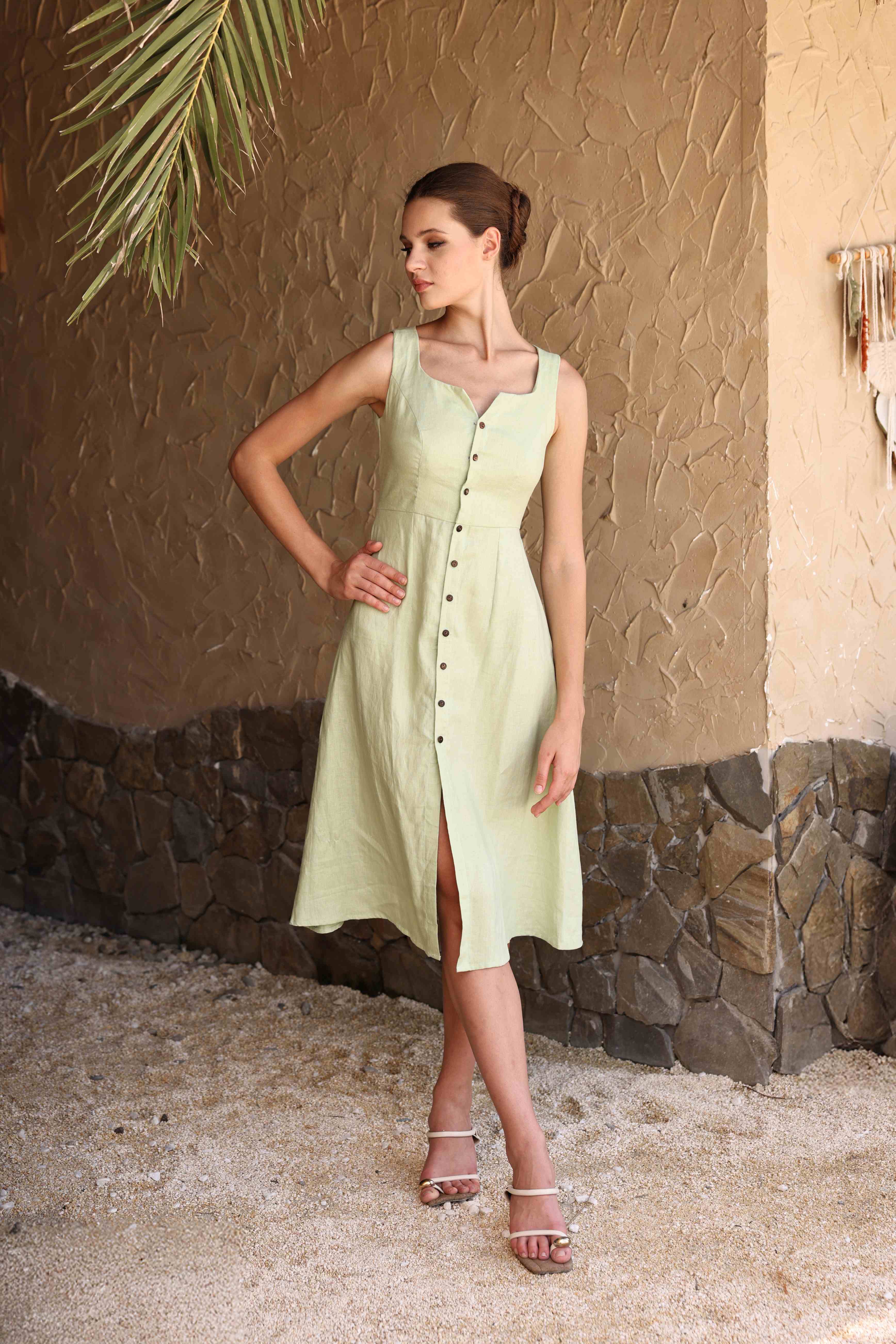 Linen summer button dress