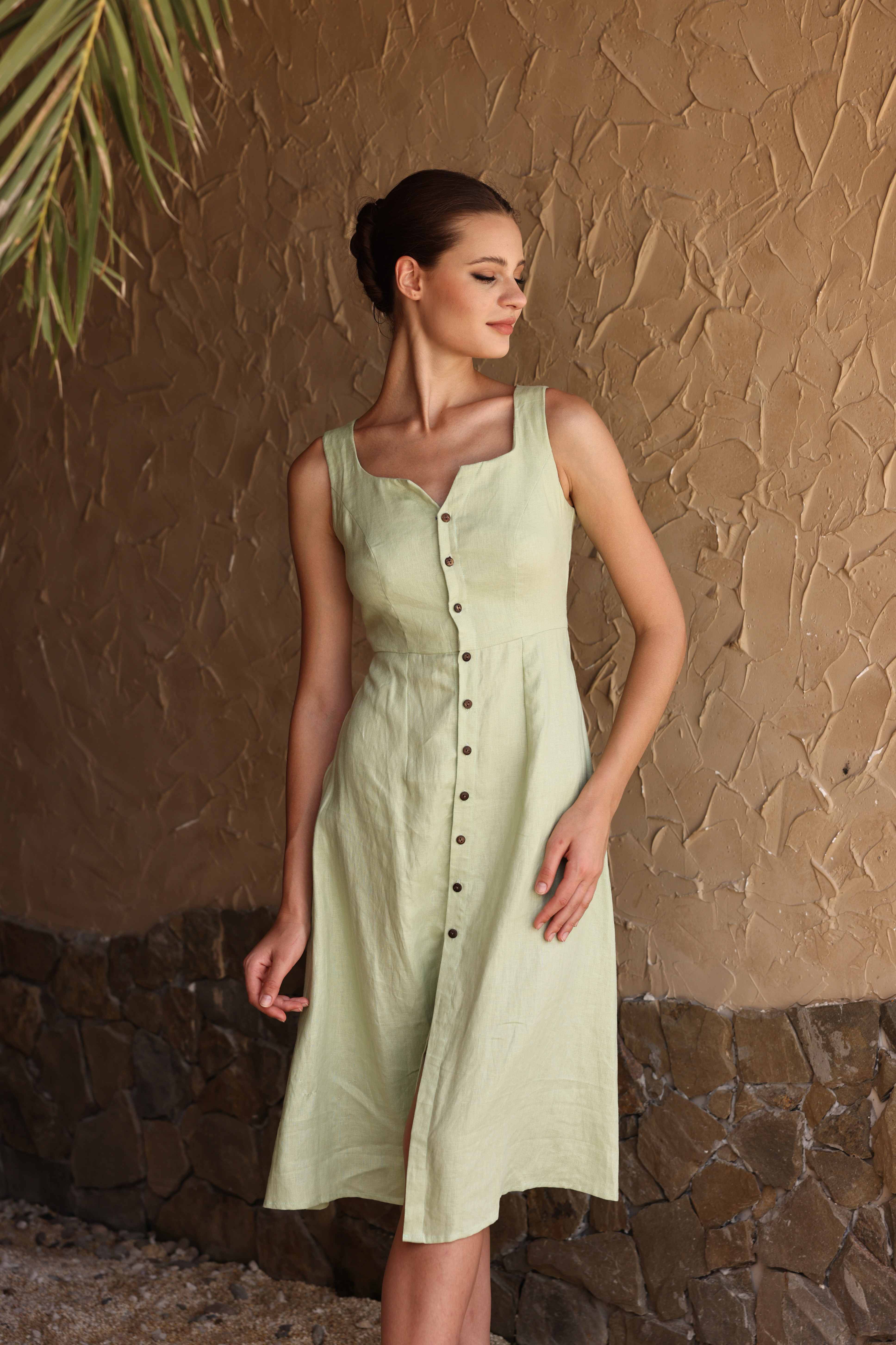 Linen summer button dress