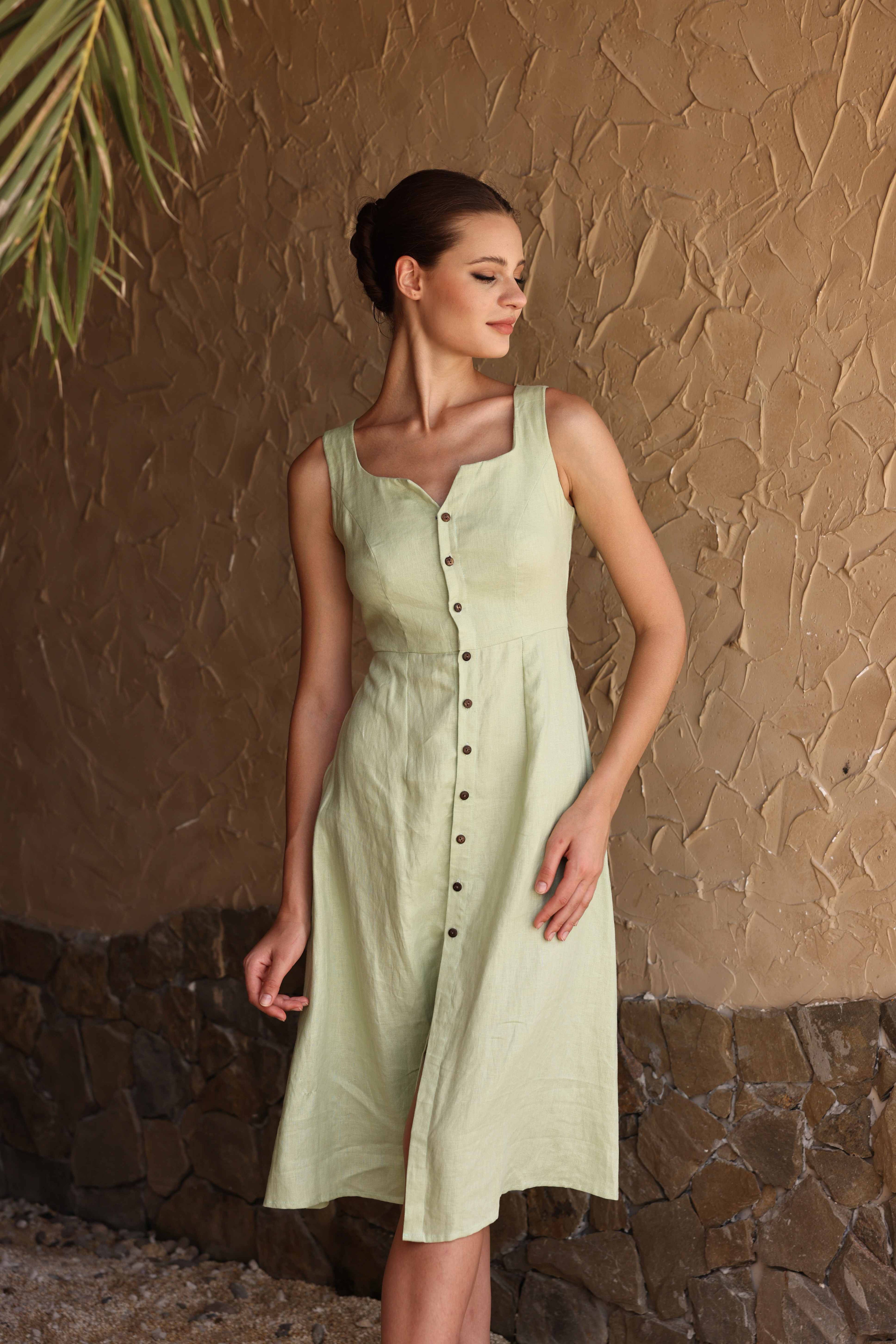 Linen summer button dress