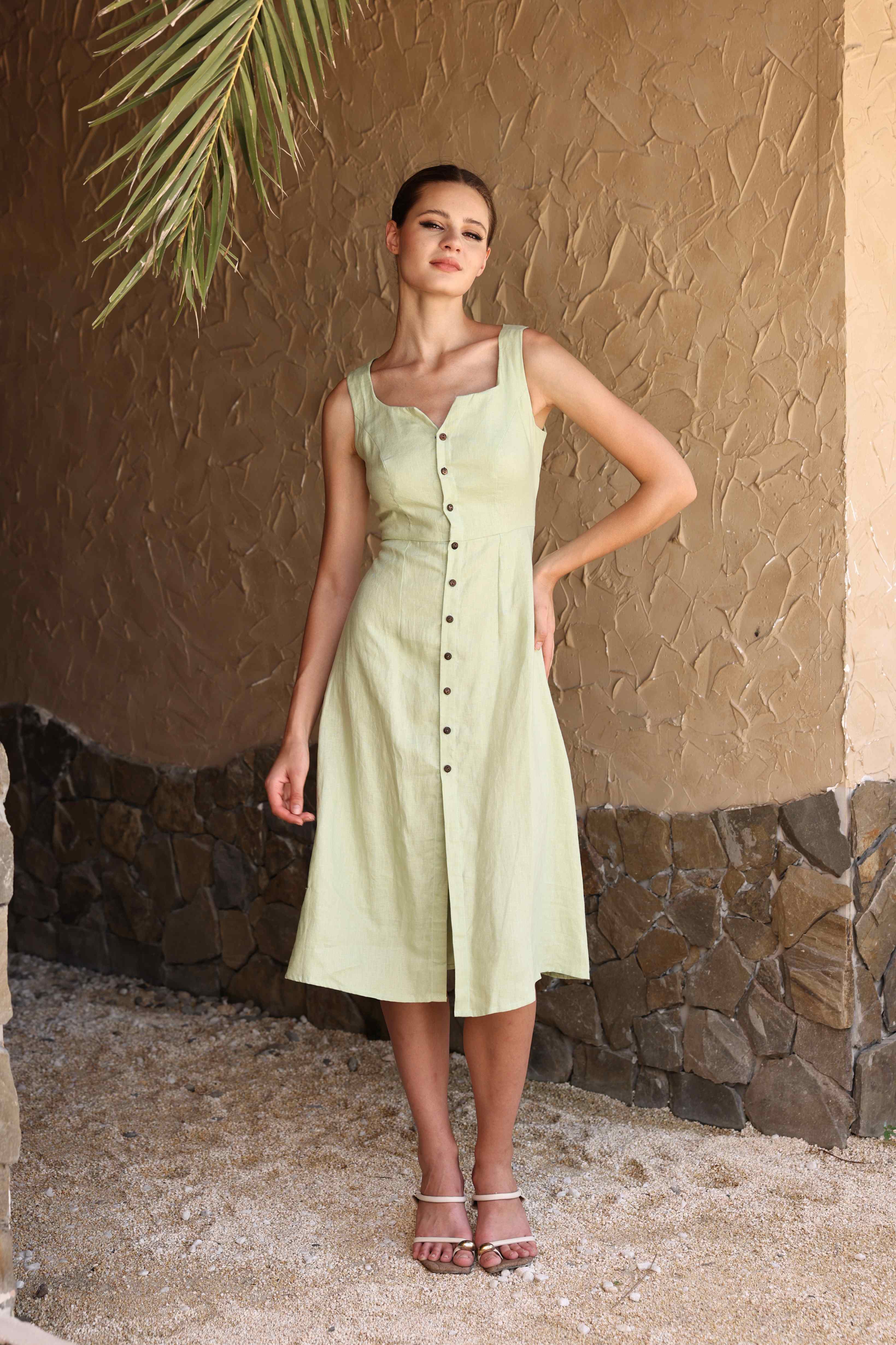 Linen summer button dress