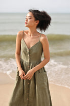 Linen summer cami midi dress