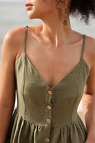 Linen summer cami midi dress