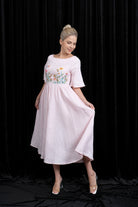 Linen summer dress with embroidery