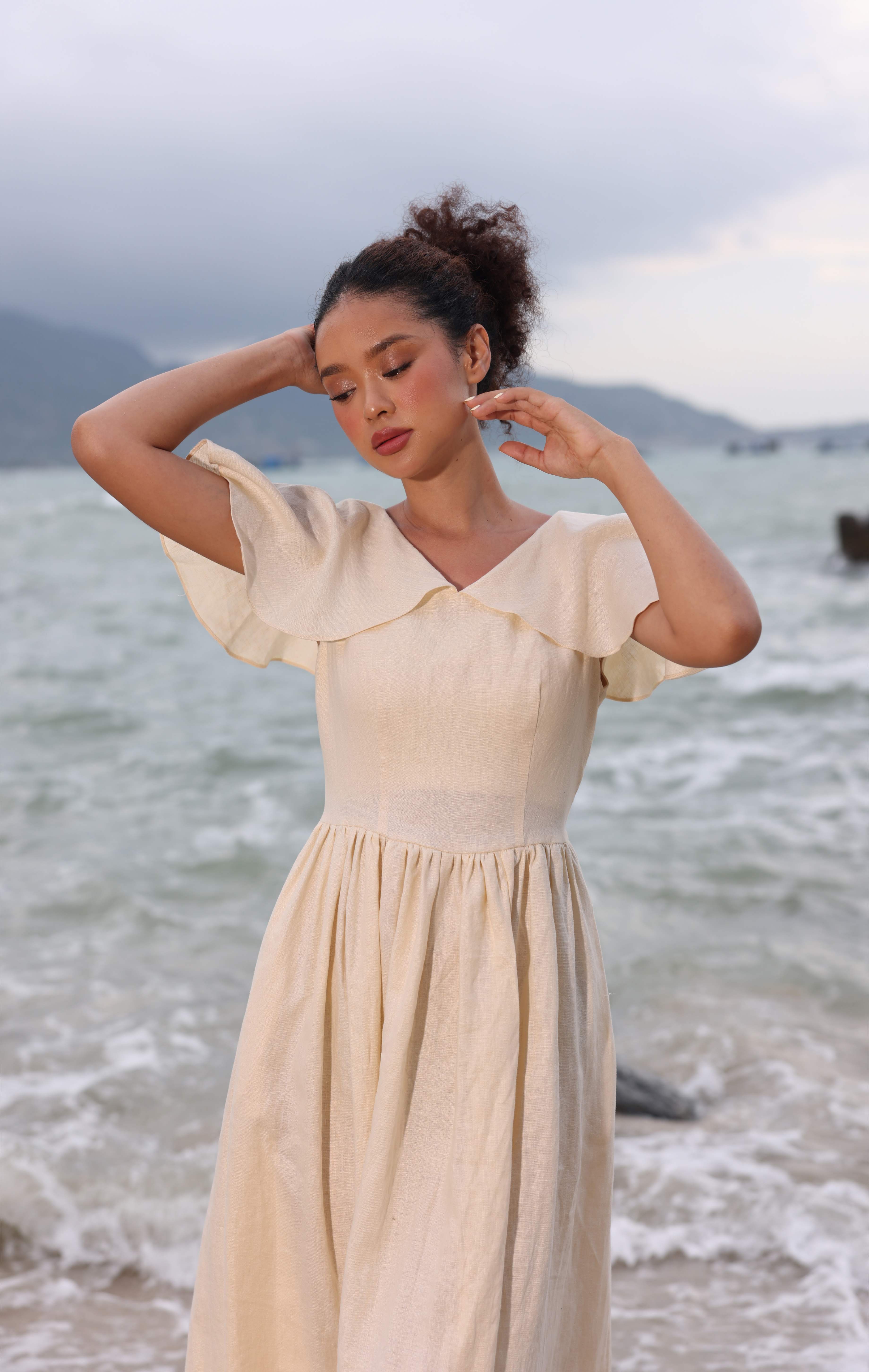Linen summer wedding guest dress ARA – MYAN ATELIER