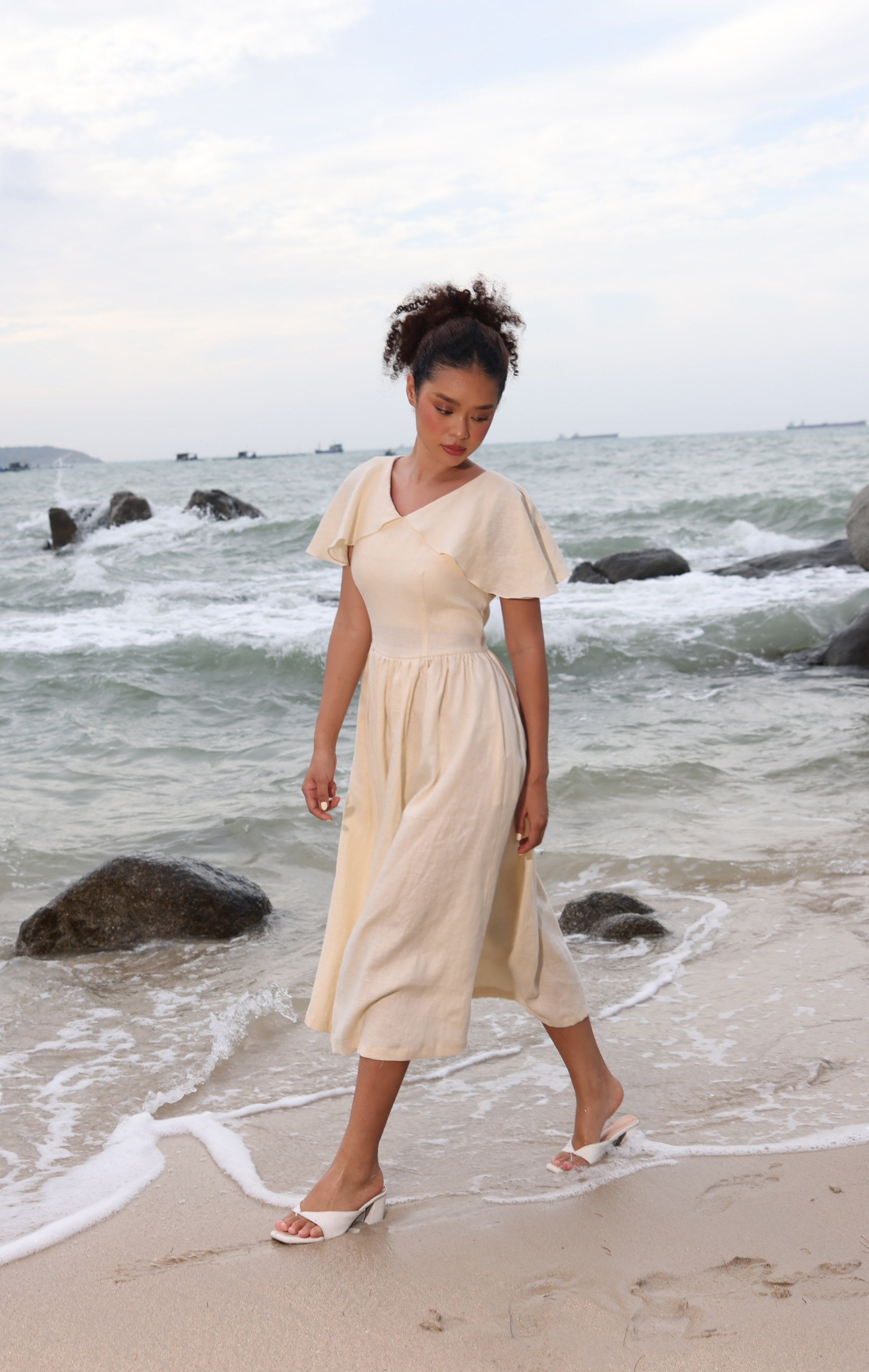 Linen summer wedding guest dress ARA – MYAN ATELIER