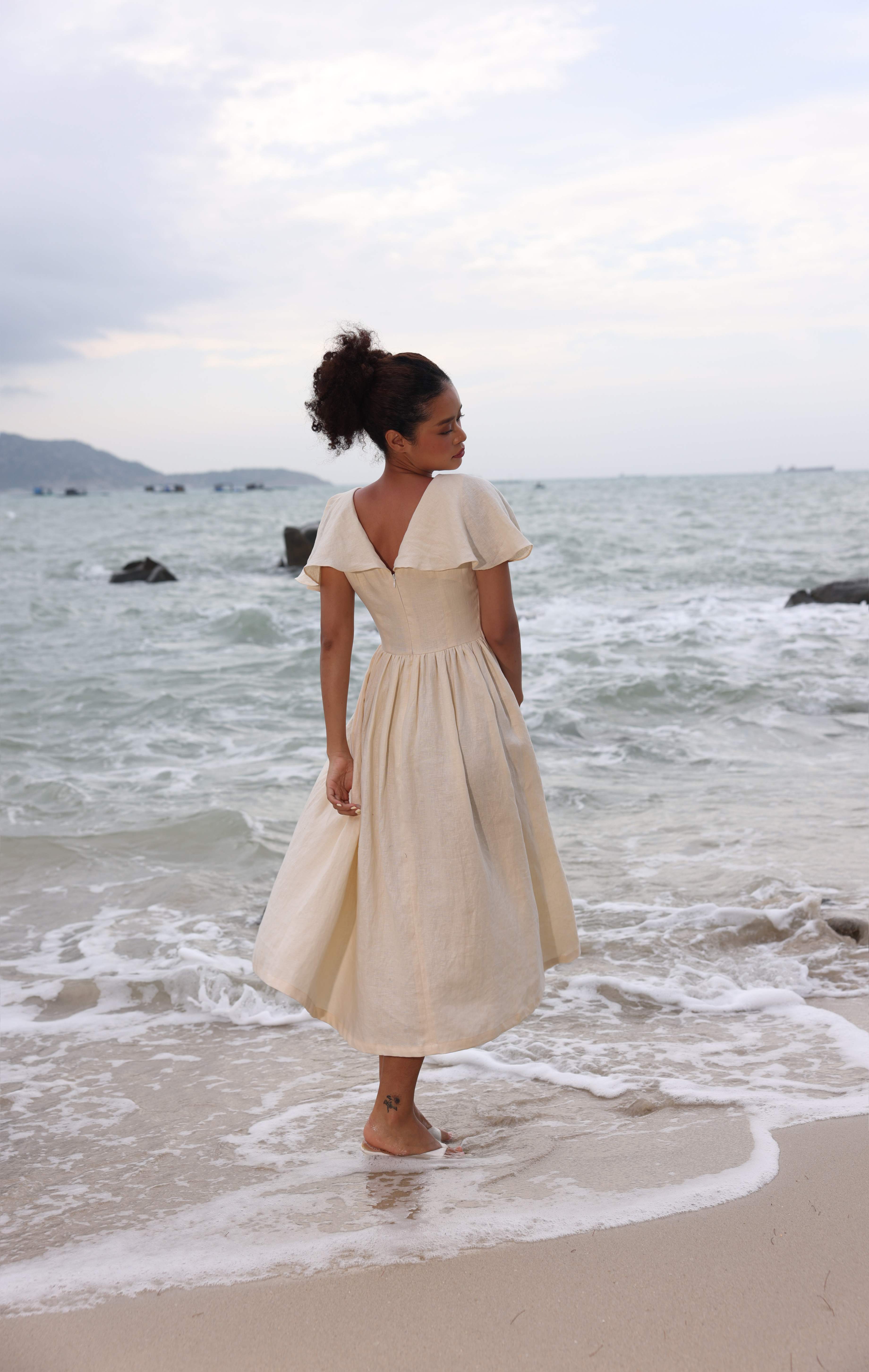 Linen summer wedding guest dress ARA – MYAN ATELIER