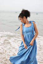 Linen sundress with tie straps