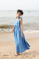 Linen sundress with tie straps