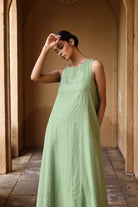 Linen tie-back maxi dress
