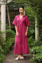 Linen tiered maxi dress