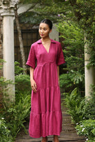 Linen tiered maxi dress