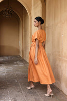 Linen wrap tie dress