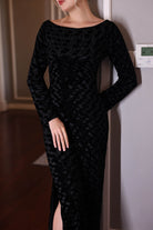Long black velvet dress