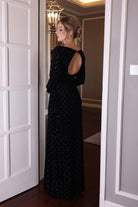Long black velvet dress