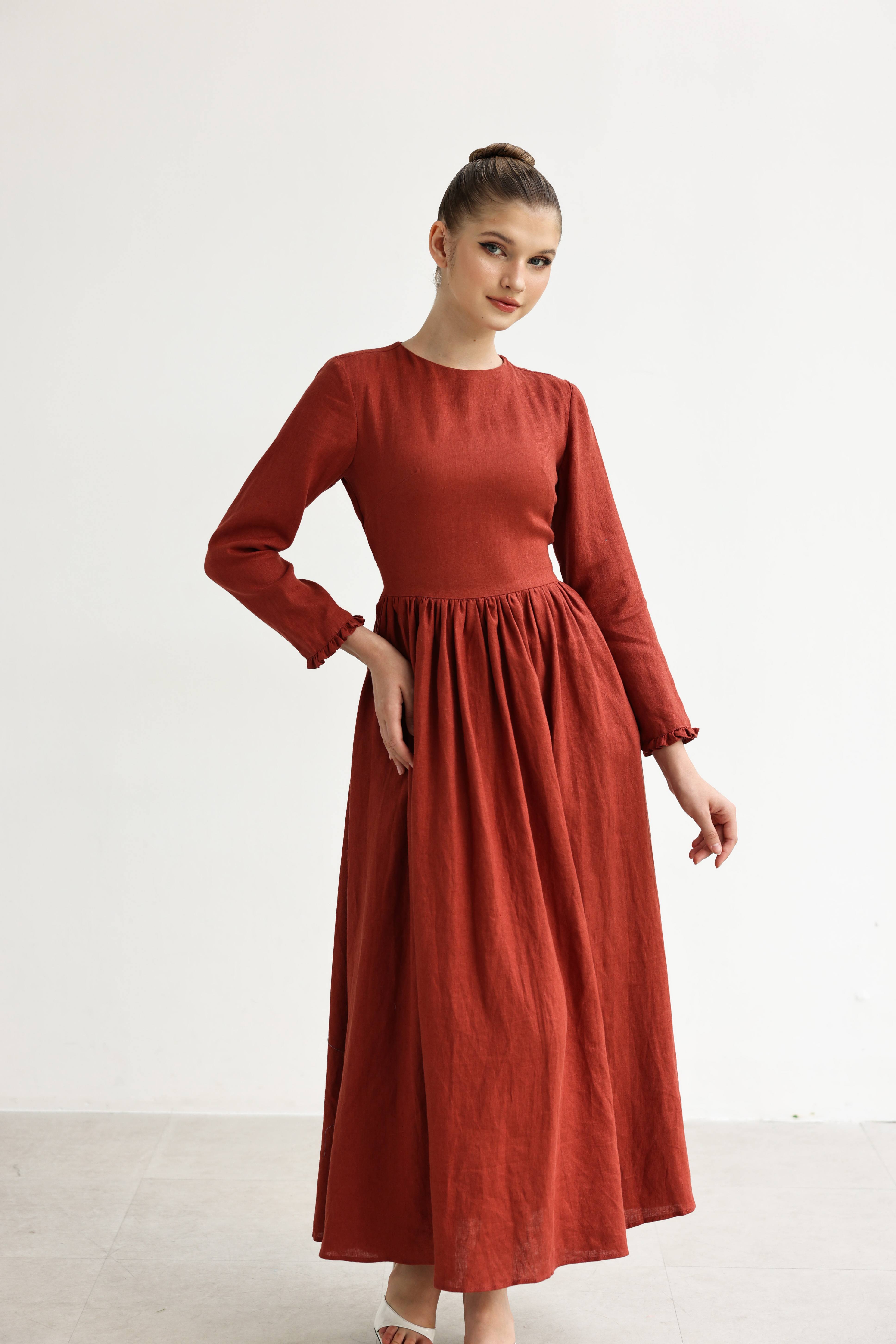 Long sleeve A-line dress
