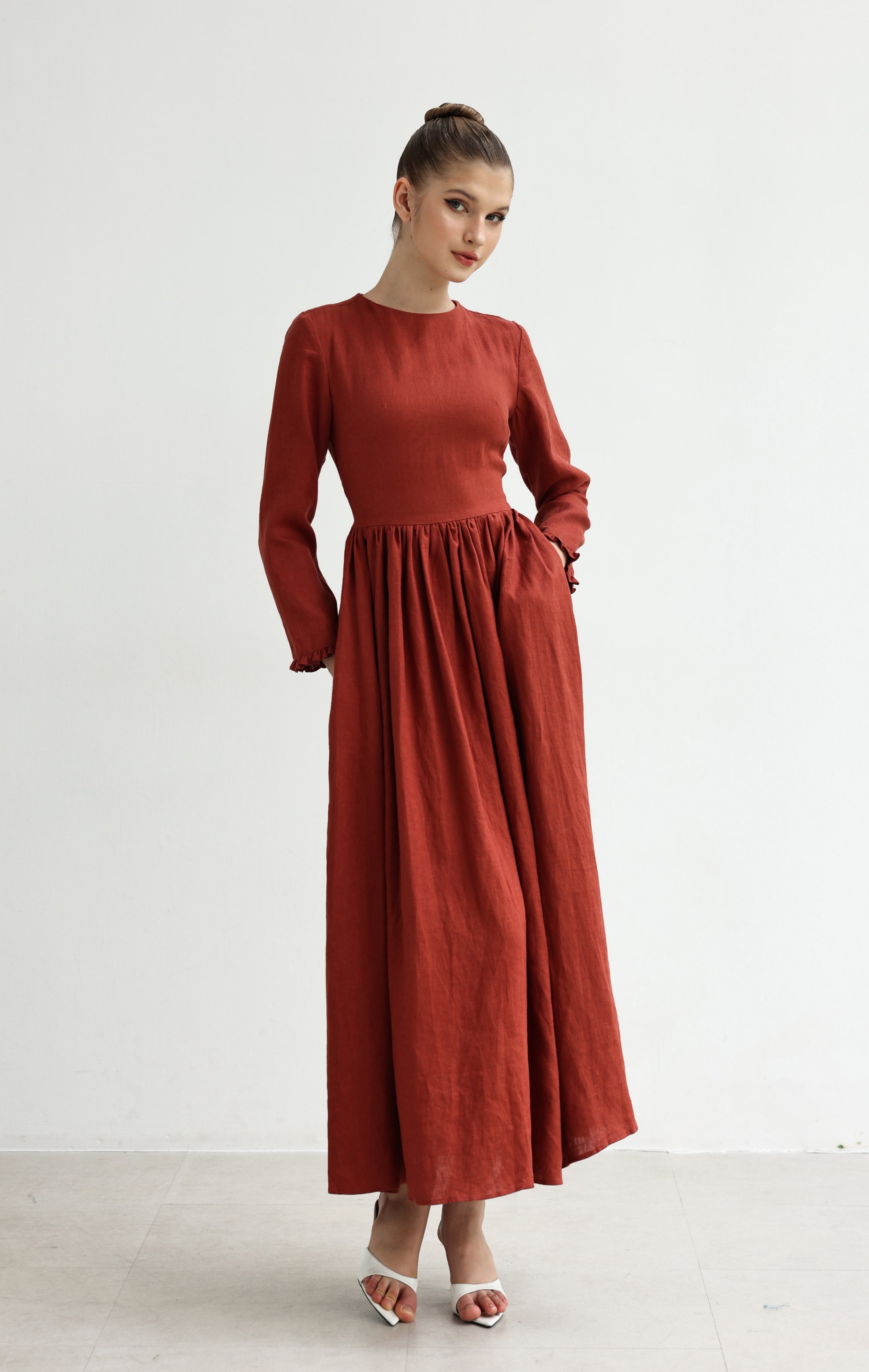 Long sleeve A-line dress