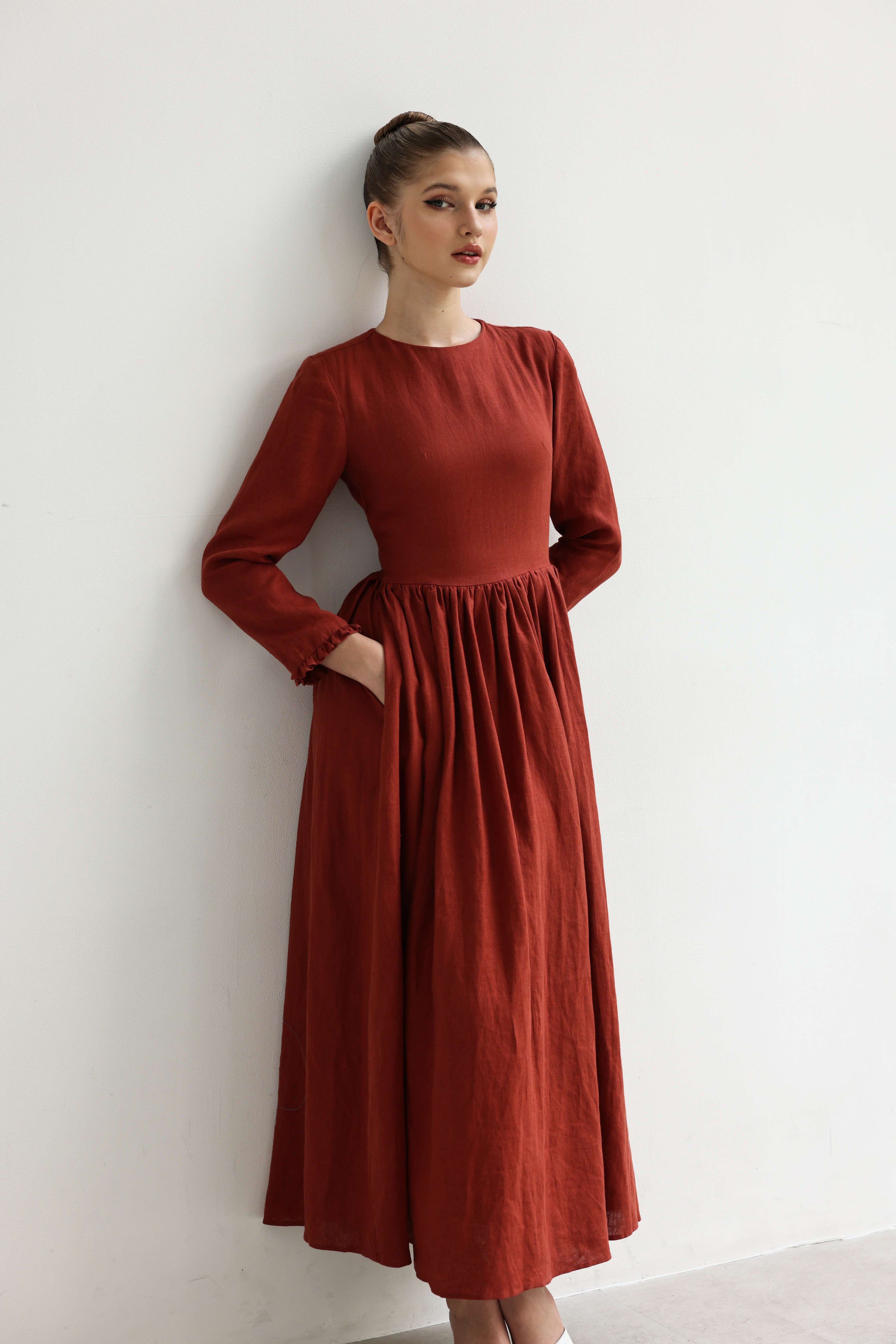 Long sleeve A-line dress
