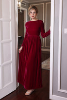 long sleeve velvet dress