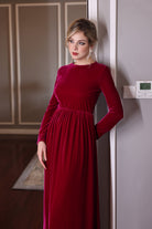 long sleeve velvet dress