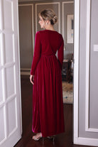 long sleeve velvet dress