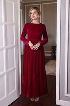 long sleeve velvet dress