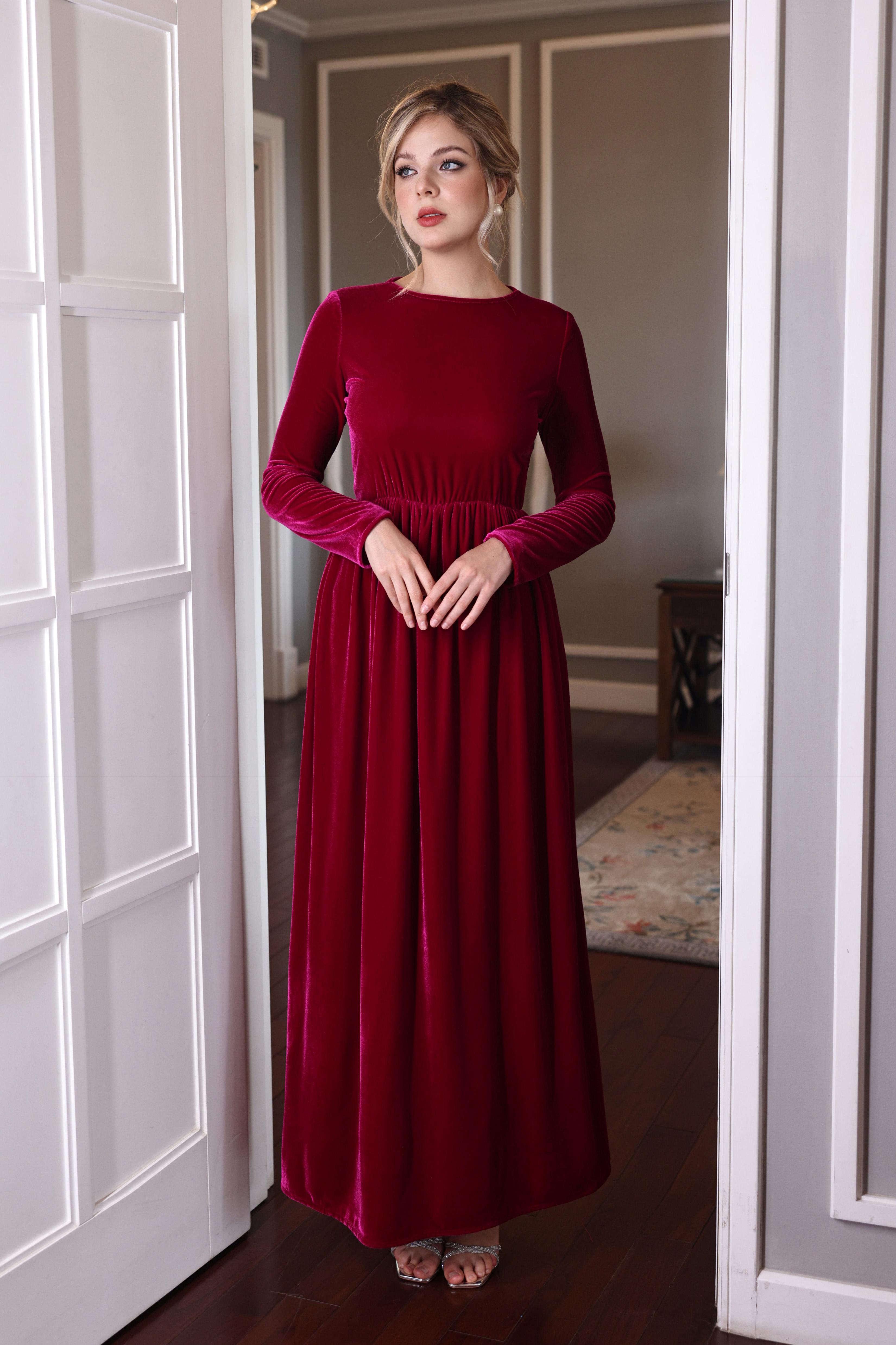 long sleeve velvet dress