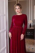 long sleeve velvet dress