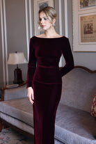 Long sleeve velvet gown