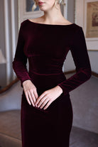 Long sleeve velvet gown