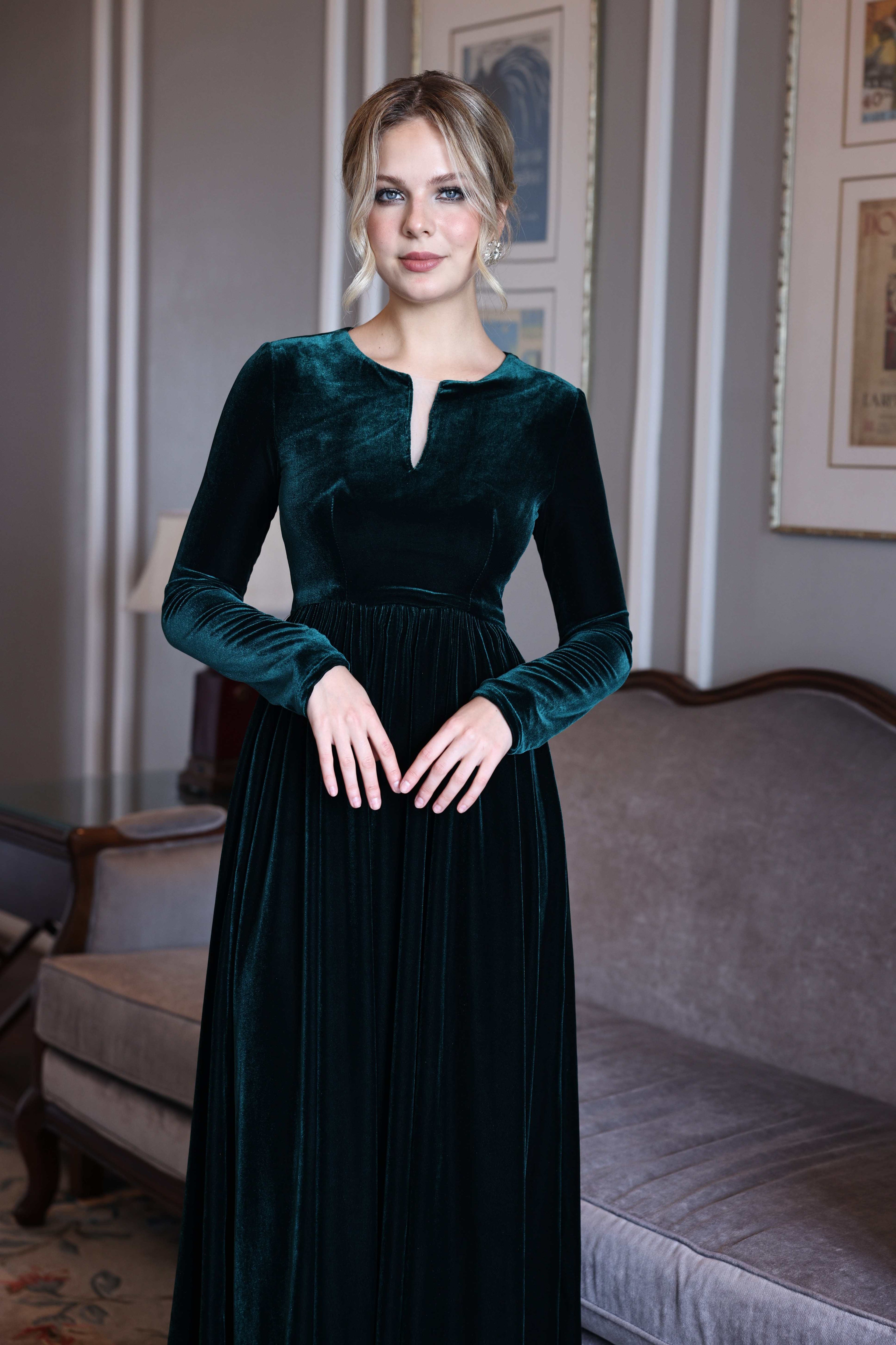 Long velvet formal dress